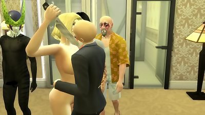 Android eighteen pulverized Ganbang In Front Her cuckold husband broken Heart ends in Tragedy Netorare Dragon Ball hentai