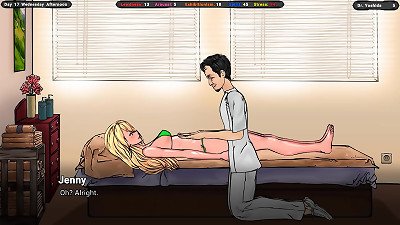 a cunning masseur asked permission to study her breasts. 3-dimensional hentai Game